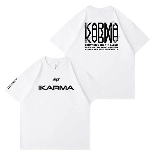 STRAY KIDS KARMA T SHIRTS 100% COTTON (WHITE COLOR)